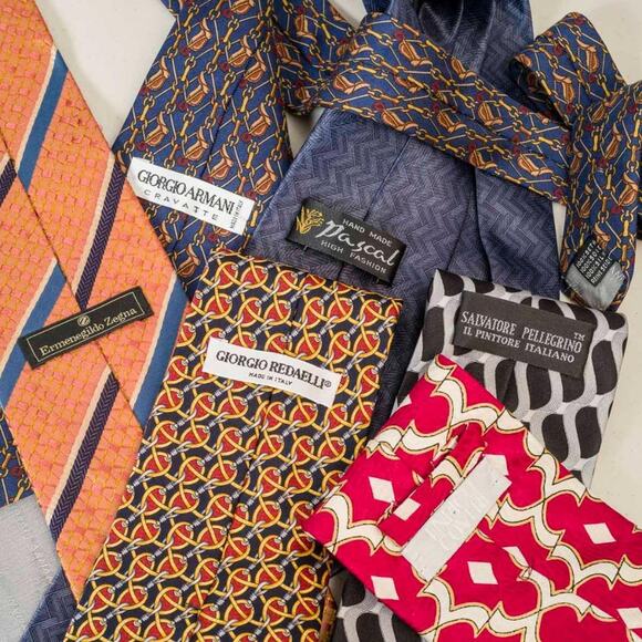 Lot of 6 Mens Neckties Pascal Salvatore Pellegrino Armani Ermenegildo Zegna - Picture 3 of 4